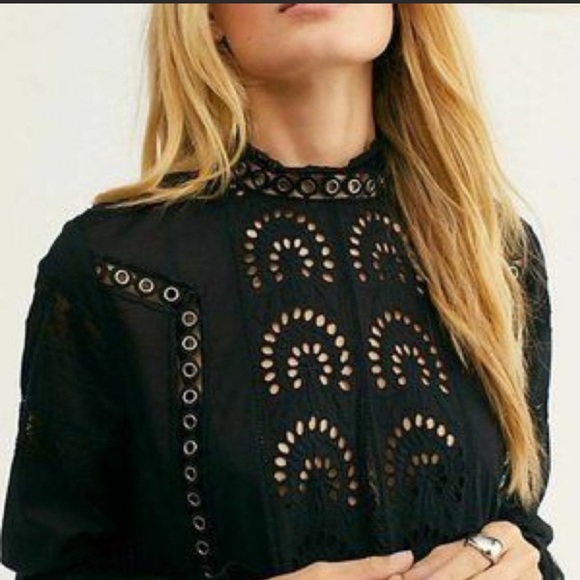 FREE PEOPLE BLACK ALL EYES ON YOU MINI DRESS XS - Picture 3 of 16